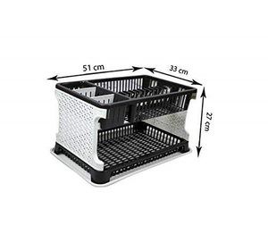 Escurridor de platos y platos hecho a mano de acero inoxidable de diseño único de dos niveles plegable para instalación de tipo de soporte de fregadero de cocina - Product Image 5