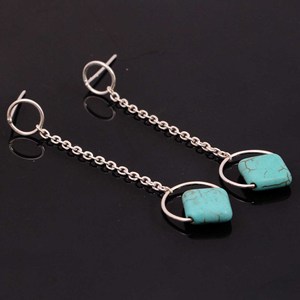 ต่างหูทองเหลืองชุบทอง18K ทำด้วยมือพร้อมพลอยเทอร์ควอยซ์สีป๊อปสำหรับปาร์ตี้และของขวัญ - Product Image 4