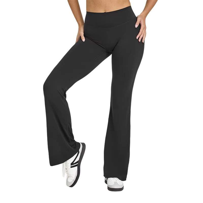 American High Waist Hip-Lifting Flared Sports Long Pants Breathable Seamless Bare Sensation Yoga Leggings Yoga