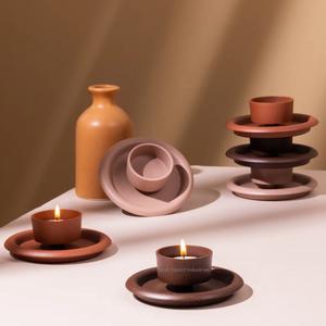 Popular Metal Tealight Candle Holder With Round Plate Multi Color Matt Finished for Home Living Room Tabletop Decor - Product Image 6