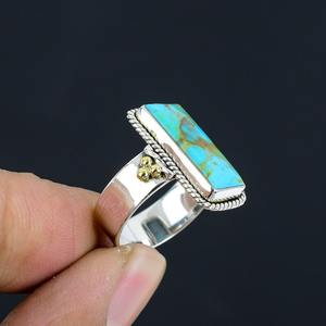 925 Sterling Silver Bohemian Style Oval Cut <b>Turquoise</b> Promise <b>Ring</b> Handmade Natural Gemstone Wedding Gift for Party Unisex - Product Image 3