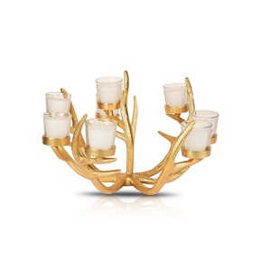 Elegant Handmade Customizable Aluminum Antler T Light Candleholder Gold Plated Christmas <b>Decoration</b> <b>Lantern</b> <b>Decor</b> - Product Image 1