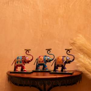 Set of 3 Upside Trunk <b>Elephants</b> with Tea Light Holders for Home <b>Decoration</b> - Product Image 3