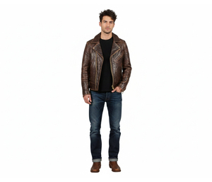 Chaqueta de Cuero Genuino Personalizada de Nuevo Estilo para Hombre, Chaqueta con Capucha de Cuero Genuino, Chaqueta Bomber Vintage Desgastada Sólida a Medida - Product Image 1