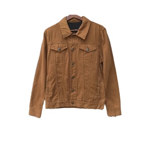 Chaqueta Vaquera Corta para Hombre, Estilo Vintage, Corte Relajado, Color Marrón Sólido, con Botones Bordados, Esencial para Aventuras al Aire Libre - Product Image 1