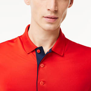 Camiseta de Golf de Color sólido de secado rápido para hombre, material de algodón y poliéster transpirable, diseño en relieve de cuentas cortas para camiseta Polo - Product Image 3