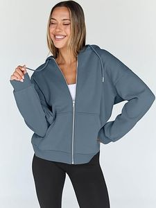Sweats à capuche zippés surdimensionnés à la mode d'automne pour femmes vestes d'hiver décontractées - Product Image 5