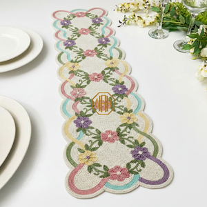 Chemin de table brodé de luxe de 36 pouces avec perles de verre, décoration de fête de mariage - Product Image 4