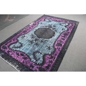 Alfombra Turca de 5.7x9.2 pies, Alfombra con Borde Azul, de Lana - Product Image 4