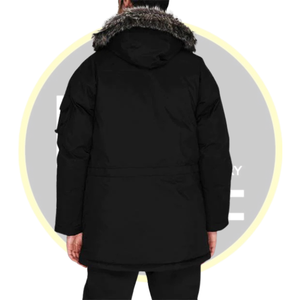 Veste matelassée noire pour homme avec capuche en fausse fourrure Parka d'hiver isolée Manteau d'extérieur chaud et imperméable pour temps froid - Product Image 3