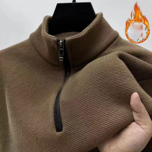 OEM diseño personalizado Logo invierno cálido casual Camisa top de manga larga de los hombres de media cremallera más terciopelo grueso sudadera chaqueta - Product Image 5