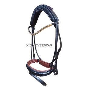 สายรัดเอวม้าหนังแท้แบบอิตาลีพร้อมคริสตัลติดบนจมูกและบราวน์อุปกรณ์ม้า - Product Image 5