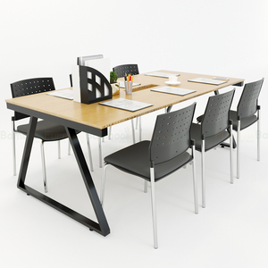 โต๊ะประชุม BFTB2015-Minimalist Modern TrapezBamboo2 ขนาด 200x100 ซม. พร้อมขาเหล็กปรับระดับได้ สำหรับโรงแรมและสำนักงาน - Product Image 3