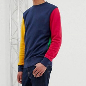 Nuevo diseño Hombres Color bloqueado sudadera Hombres Cuello redondo Tela de lana para sudadera - Product Image 4