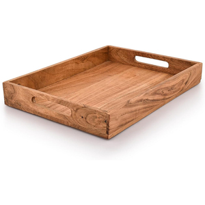Plateau de service rectangulaire en bois d'acacia de qualité supérieure avec poignées Plateau de service de table pour la décoration de la maison, de la cuisine et du restaurant - Product Image 1