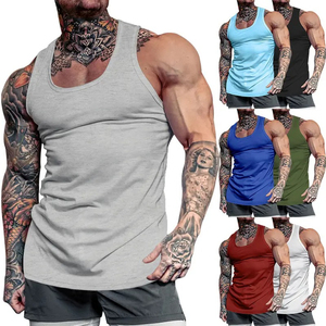 Camiseta sin mangas atlética para gimnasio para hombre, talla grande, malla de algodón, Material de compresión, estampado de logotipo personalizado, entrenamiento, correr, camiseta con capucha - Product Image 4