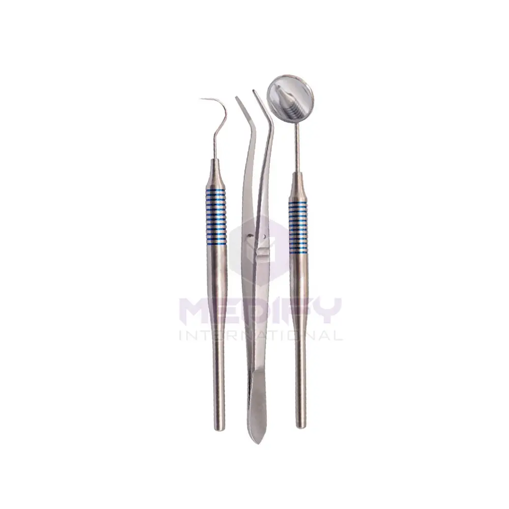 Basic 3 Pcs Stainless Steel Instruments Set Mirror Explorer C. Plier Basic Dental Instruments For Sale
