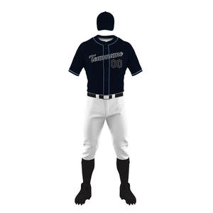 Conjunto de Uniforme de Béisbol para Hombre, Jersey Azul Marino, Pantalones Blancos con Bordado de Nombre y Número del Equipo, Poliéster que Absorbe la Humedad - Product Image 5