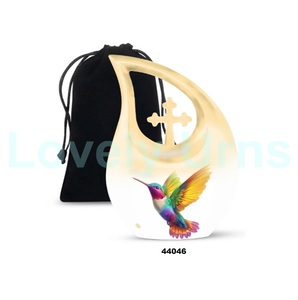Venta caliente de alta calidad hermosa gota de lágrima colibrí cremación urna conmemorativa para cenizas humanas con bolsa de terciopelo gratis - Product Image 1