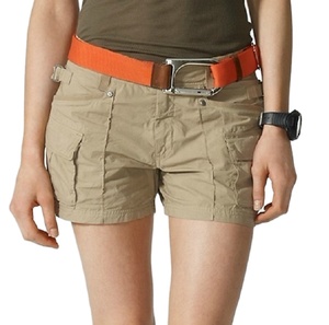 กางเกงขาสั้นคาร์โก้ผู้หญิงสั่งทำขายส่ง OEM ผ้าแคนวาส แห้งเร็ว เป็นมิตรกับสิ่งแวดล้อม เอวยางยืด สีและตำแหน่งโลโก้ปรับแต่งได้ - Product Image 5