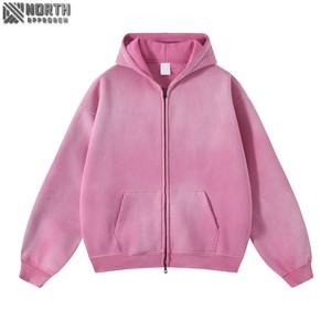 Sudadera con capucha para hombre de peso pesado con estilo con diseño de estampado degradado único Sudadera de invierno de gran tamaño personalizada Sudaderas con capucha de tela anticontracción - Product Image 6