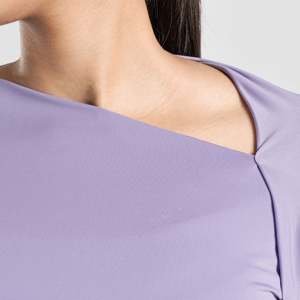 Sleek Lilac Ruche <b>Top</b> Breathable Design - Product Image 6