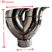 Embouts d'échappement universels en acier inoxydable poli SS304, entrée 4 pouces 5 pouces, double sortie, forme goutte d'eau, pour camionnettes robustes