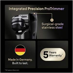 Rasoir électrique pour homme avec cinq lames de précision, utilisation humide et sèche, station de charge et de nettoyage - Étanche IPX7 pour usage corporel - Product Image 4