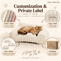 Canapé-lit rectangulaire en peluche côtelée crème Yangyangpet pour chats et petits chiens