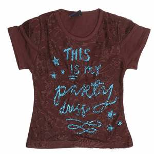 Camiseta de manga corta con purpurina para niñas - Marrón oscuro - Product Image 1