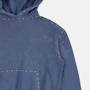 Sudadera con capucha de diamantes de imitación con lavado ácido para mujer, jersey de mezcla de algodón transpirable, ropa de calle a la moda, Sudadera con capucha brillante - Product Image 4