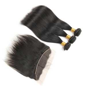 Extensions de cheveux vierges sans couture, alignées sur les cuticules, de qualité Remy indienne, ondulées droites et soyeuses, pour hommes et femmes - Product Image 1