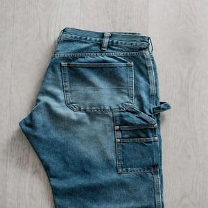 Jeans en denim tissé robuste délavé pour homme, coupe droite, style streetwear |   Vêtements de travail personnalisés avec logo OEM en gros - Product Image 1