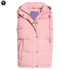 เสื้อกั๊กขนเป็ดผ้าฝ้ายสีชมพูของผู้หญิงระบายอากาศได้ดีมีคุณสมบัติกันน้ำได้ดีสไตล์บล็อคออกแบบได้ตามต้องการ2023 - Product Image 5