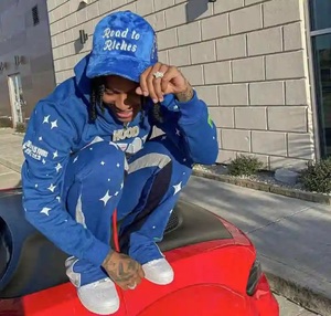 Custom Baggy Jogger Tracksuit For Men Dtg Print Piping Sweat Suit Y2K Street Retro Letter Print Hoodie Sweatpants Two-Piece Set - Product Image 4