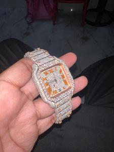 Reloj de Lujo para Hombre con Cristales de Moissanita, Diamantes Brillantes, Caja Rectangular de Acero Inoxidable, Movimiento Mecánico ETA, Correa de Acero Inoxidable - Product Image 4