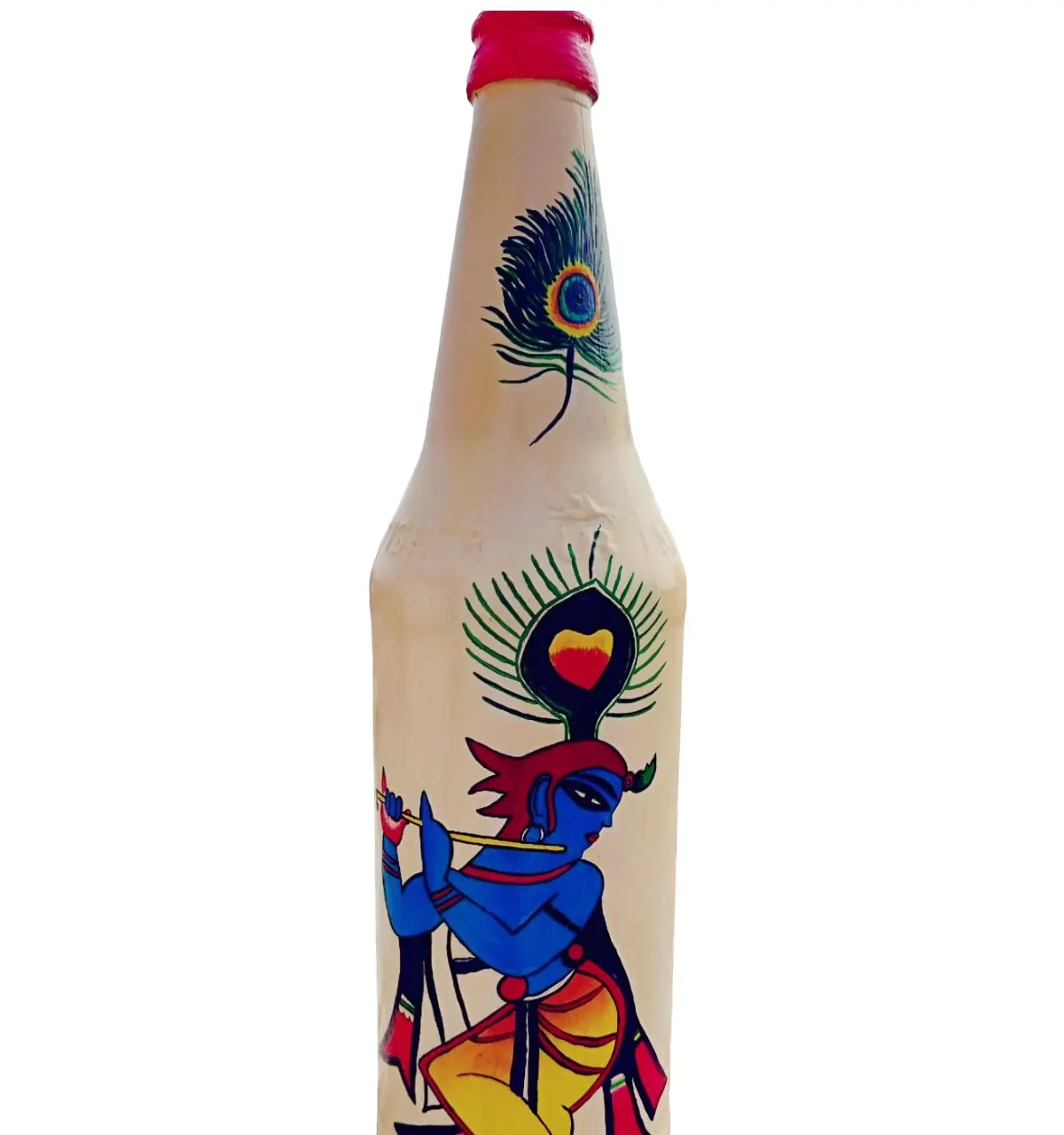 Peint à la main grande bouteille de vin Mandala coloré Art Dot peinture verre bouteille peintures décoration de Table bohème décor à la maison