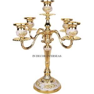 Most Demanding 10 Arms Attractive Look Premium Quality Metal Silver Shiny Polished <b>Wedding</b> <b>Centerpiece</b> Decoration Candelabra - Product Image 2