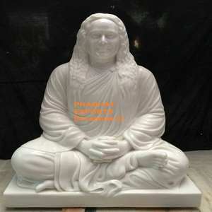 Statue en marbre artisanale élégante de Paramhansa Yogananda Swami Kriya Yog, sculpture indienne traditionnelle pour jardin et temple - Product Image 2