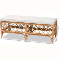 Banc en rotin contemporain Boho Chic fabriqué à la main avec coussin Mobilier naturel pour salon Appartement Hôtel Villa Utilisation extérieure