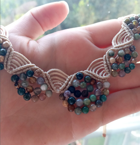 Macrame Necklace Turquoise Stone Handmade Beaded Pendant Necklace Choker Laying Necklaces <b>Chain</b> Anniversary Gifts for Mom Lover - Product Image 2