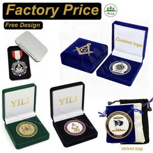 Médaille maçonnique personnalisée en métal avec coffret de présentation en velours de luxe, récompense de la franc-maçonnerie, souvenir, cadeau, souvenir de loge personnalisé - Product Image 2