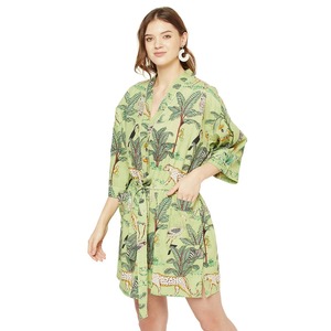 ชุดคลุมชายหาดลายดอกไม้ชุดกิโมโนผ้าฝ้ายพิมพ์ลายดอกไม้ชุดคลุมอาบน้ำเสื้อคาร์ดิแกน - Product Image 3
