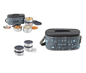 Boîte à lunch isotherme en acier inoxydable à double paroi, double isolation, double fraîcheur, boîte à lunch en acier inoxydable 4 compartiments - Product Image 1