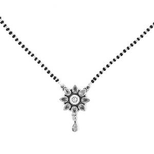 Collar de Mangalsutra de Zirconia cúbica Natural de Plata de Ley 925, cadena de plata con cuentas negras, regalo de cuentas de moda tradicional para ella - Product Image 2