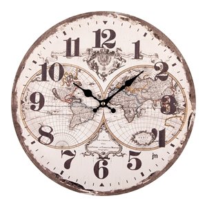 Hemisphere JUSTAMINUTE Horloge murale multicolore de style antique 33cm 21564 - Product Image 1