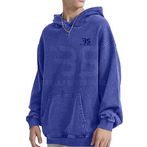 Sudadera con capucha de lavado ácido para hombre de ajuste relajado con sensación ligera Sudadera con capucha mezclada de algodón para hombre con tono de lavado ácido - Product Image 4