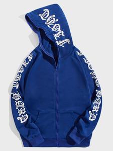 Venta al por mayor de algodón de gran tamaño Sudadera con capucha Mujeres Streetwear Zip Up Sudadera con manga larga Casual Top - Product Image 5