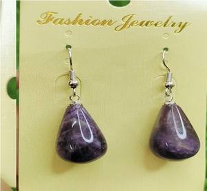 Juego de pendientes de piedra de cristal de amatista natural, forma de gota, Chakra pulido, piedras preciosas curativas, joyería de moda, cristales colgantes de amor - Product Image 4