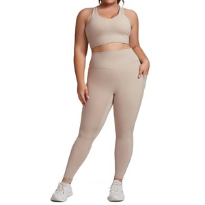 Conjunto de Yoga de 2 piezas sólido de talla grande de alta calidad OEM para mujer 100% algodón ropa activa para gimnasio Fitness - Product Image 2